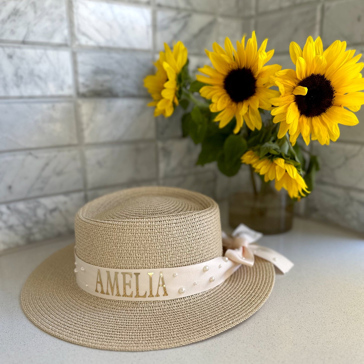 Pearl Ribbon Bow Hat