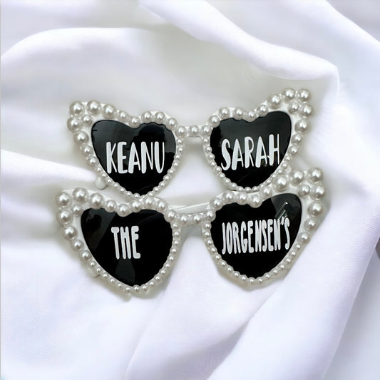 Heart Shaped Personalised Sunglasses with Pearls
